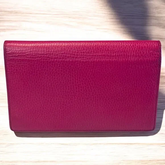 Authentic GUCCI Swing Wallet Continental Crossbody Pink Pebbled Leather Dust Bag - Picture 13 of 15